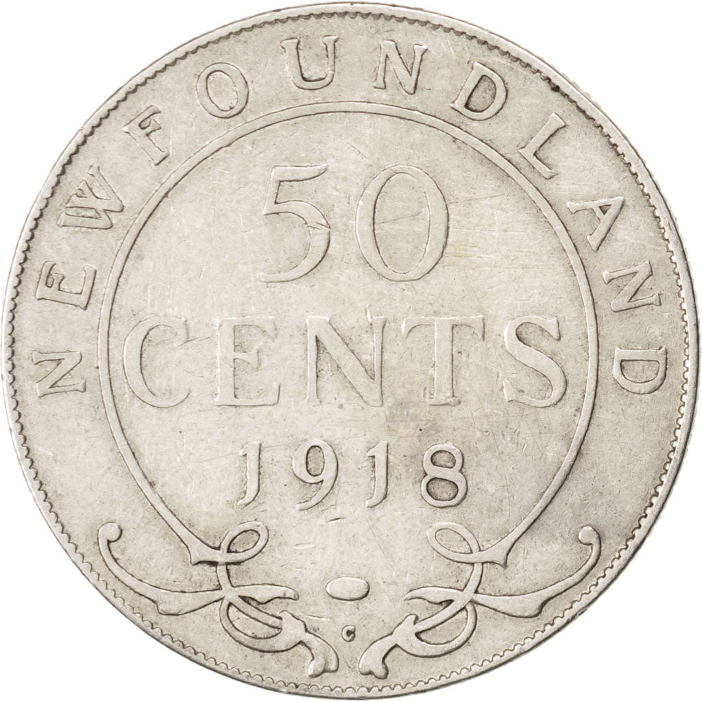 NEWFOUNDLAND, 50 Cents, 1918, Royal Canadian Mint, KM #12, VF(30-35), Silver,...
