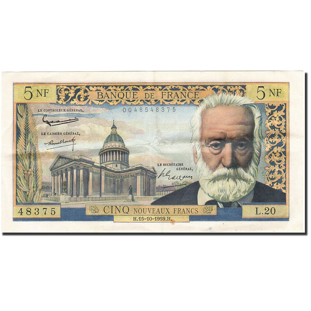 France, 5 Nouveaux Francs, 1959, 1959-10-15, AU(50-53), Fayette:56.3, KM:141a