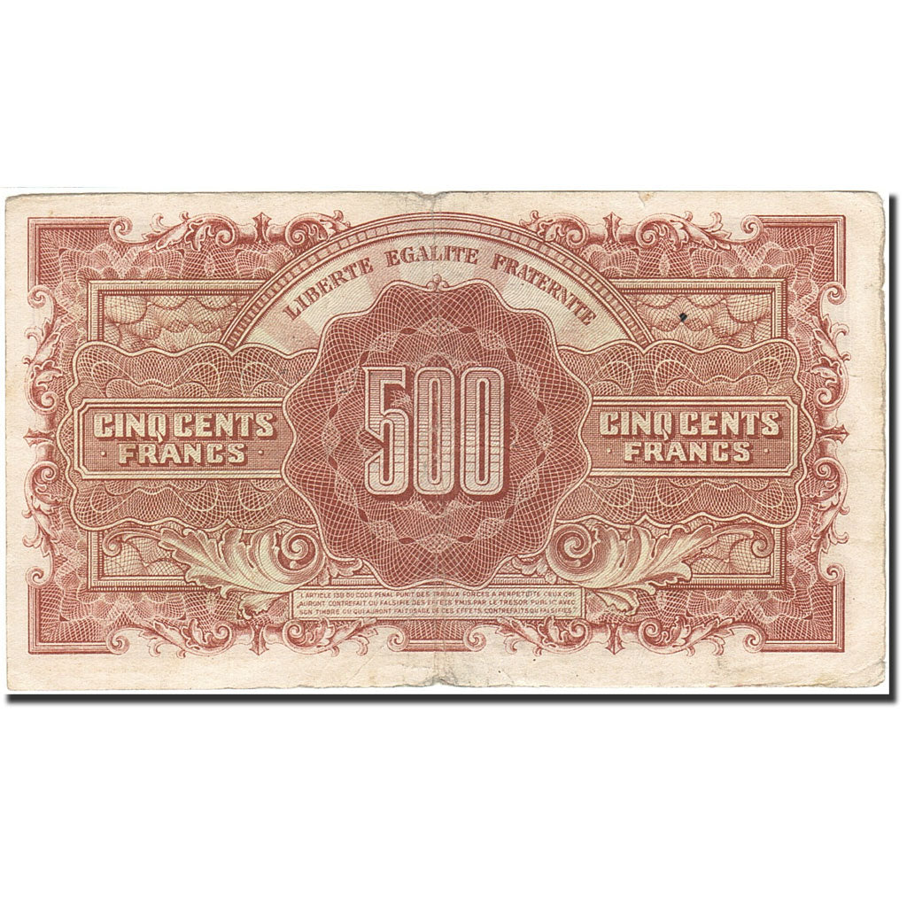 Francia, 500 Francs, 1945, 1945-06-04, BC+, Fayette:VF 11.1, KM:106