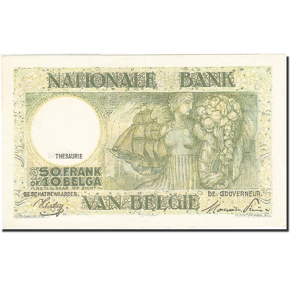 Billet, Belgique, 50 Francs-10 Belgas, 1933-1935, 1944-11-13, KM:106, SUP+