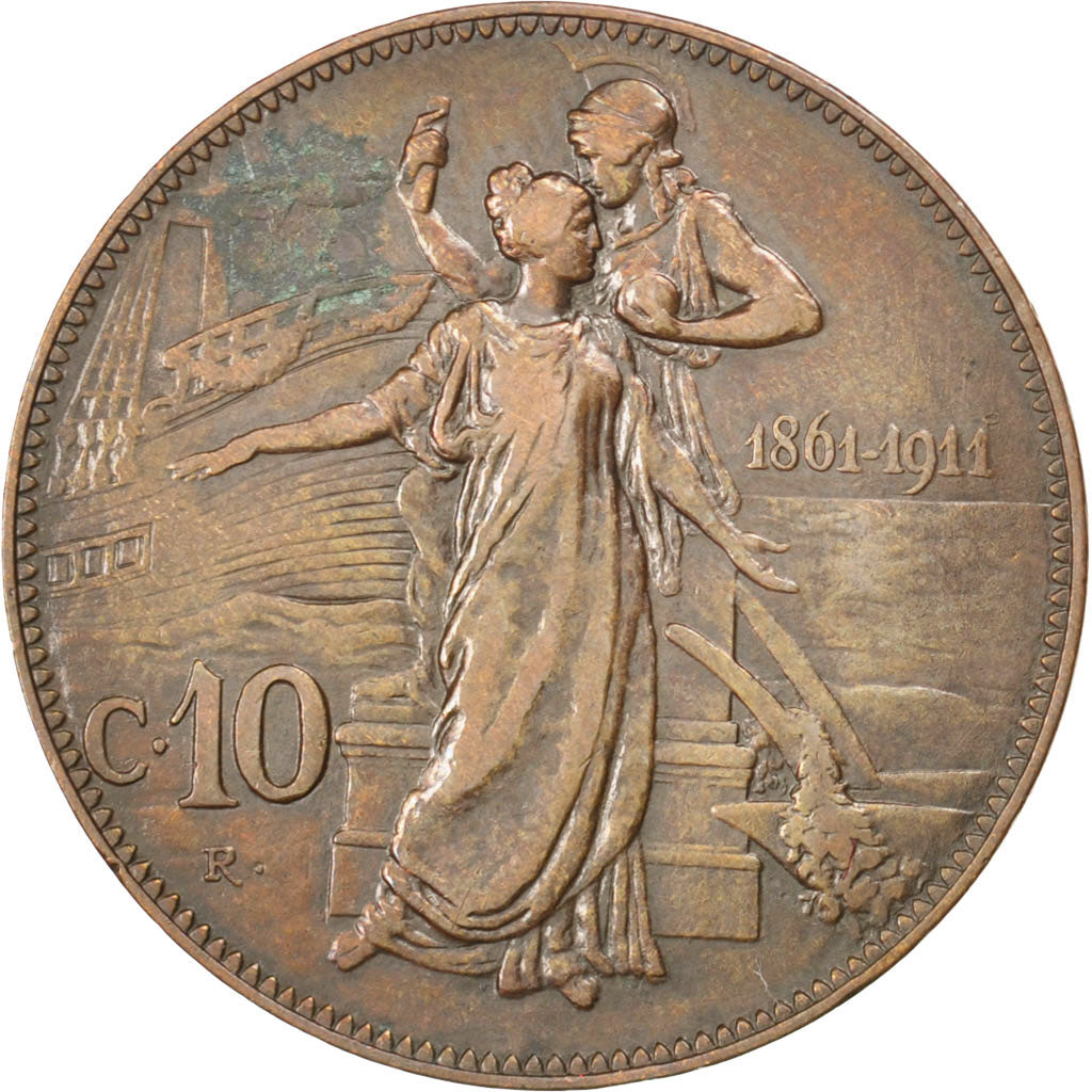 Coin, Italy, Vittorio Emanuele III, 10 Centesimi, 1911, Rome, EF(40-45), Bronze