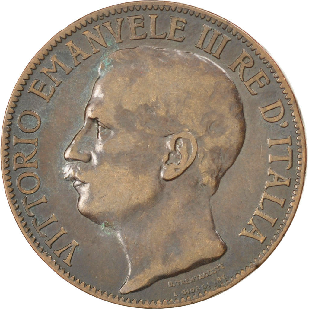 ITALY, 10 Centesimi, 1911, Rome, KM #51, VF(30-35), Bronze, 30.13, 9.89