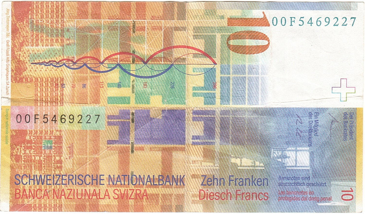 Banconote, Svizzera, 10 Franken, 1994-1998, KM:67a, 2000, BB