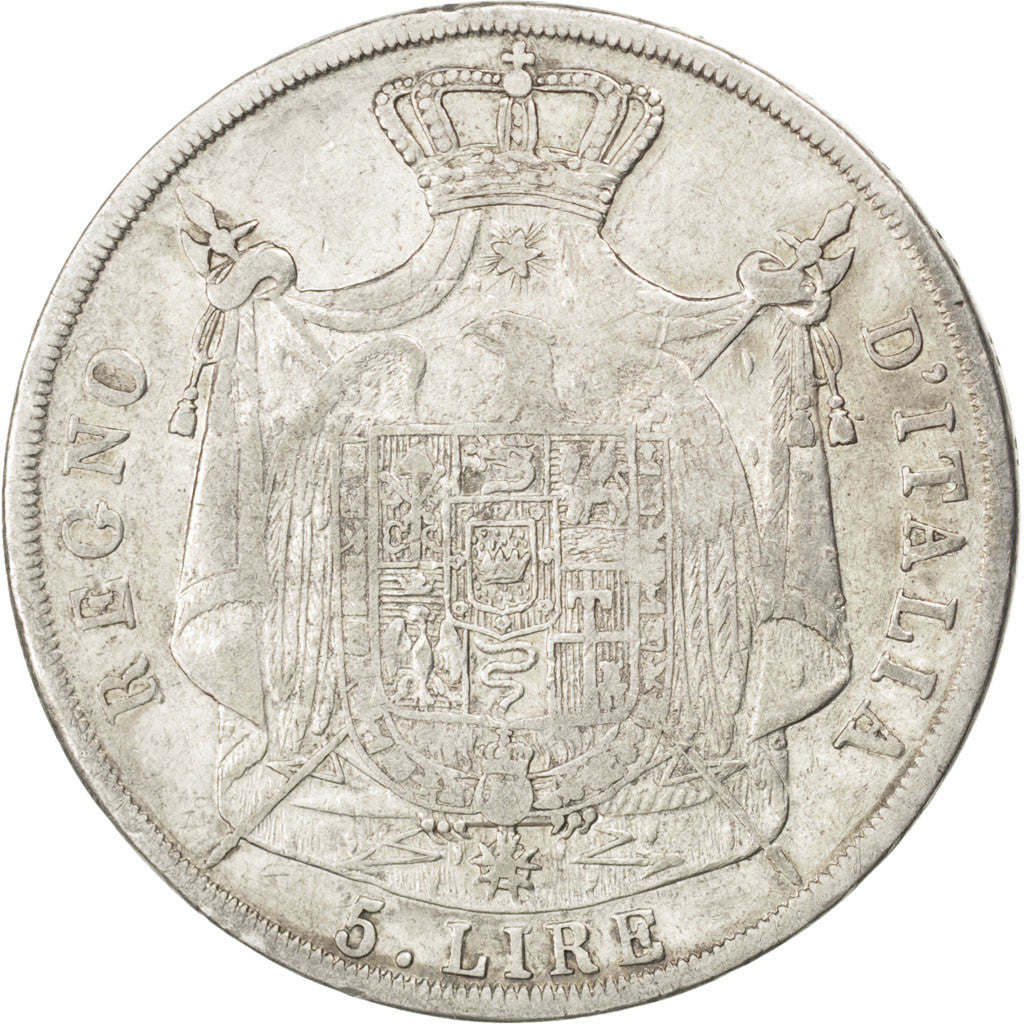 ITALIAN STATES, 5 Lire, 1811, Milan, KM #10.4, EF(40-45), Silver, 24.81