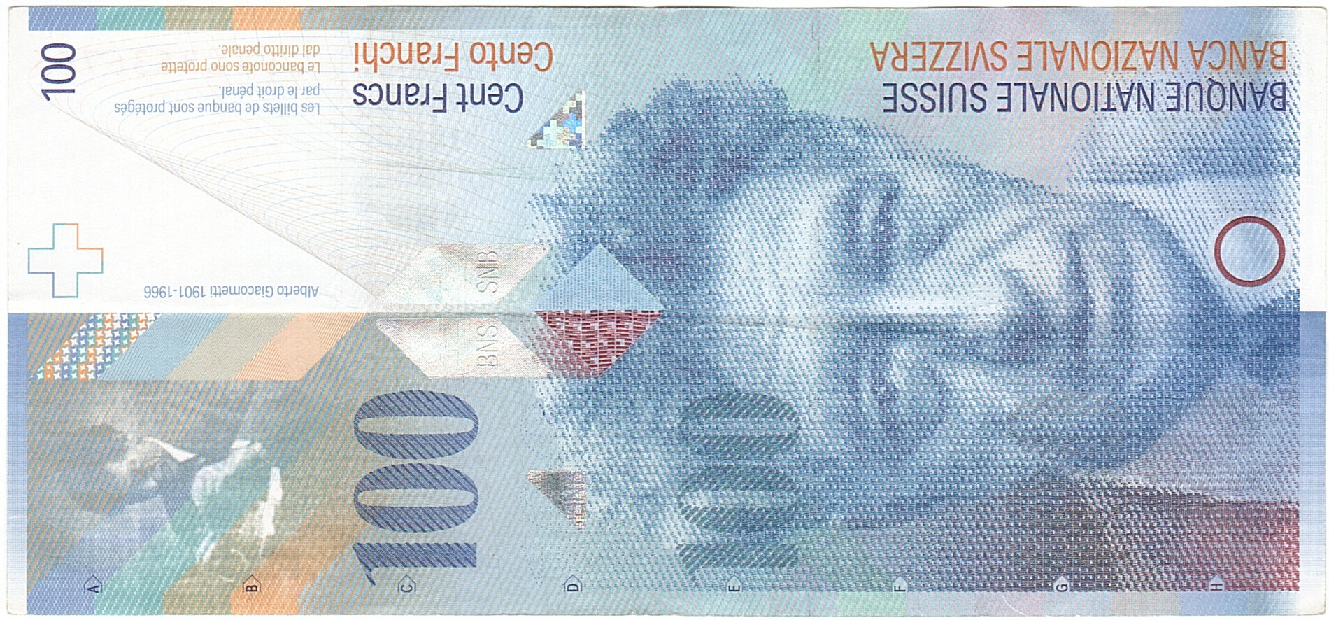 Billet, Suisse, 100 Franken, 1994-1998, 1999, KM:72d, TTB+