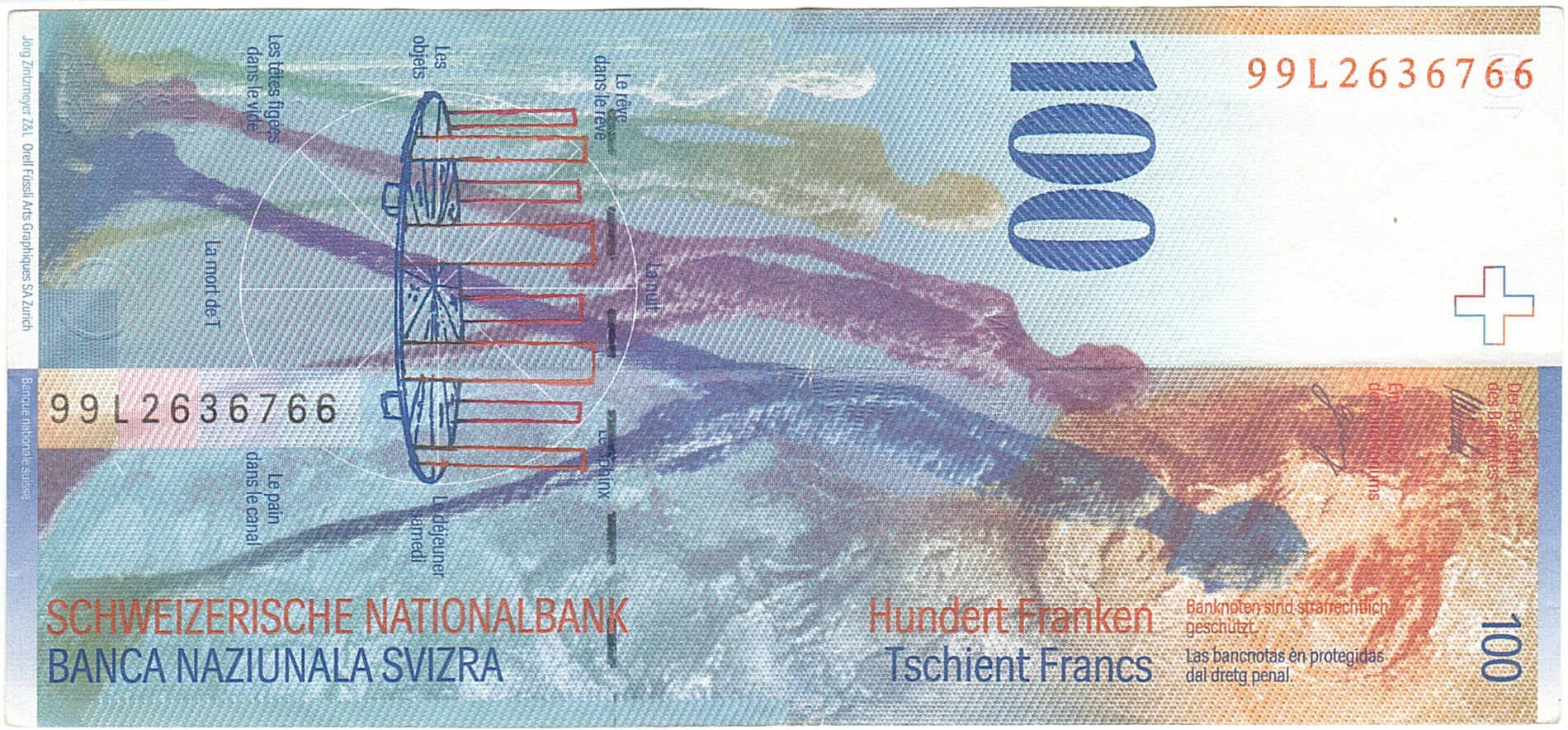 Billet, Suisse, 100 Franken, 1994-1998, 1999, KM:72d, TTB+