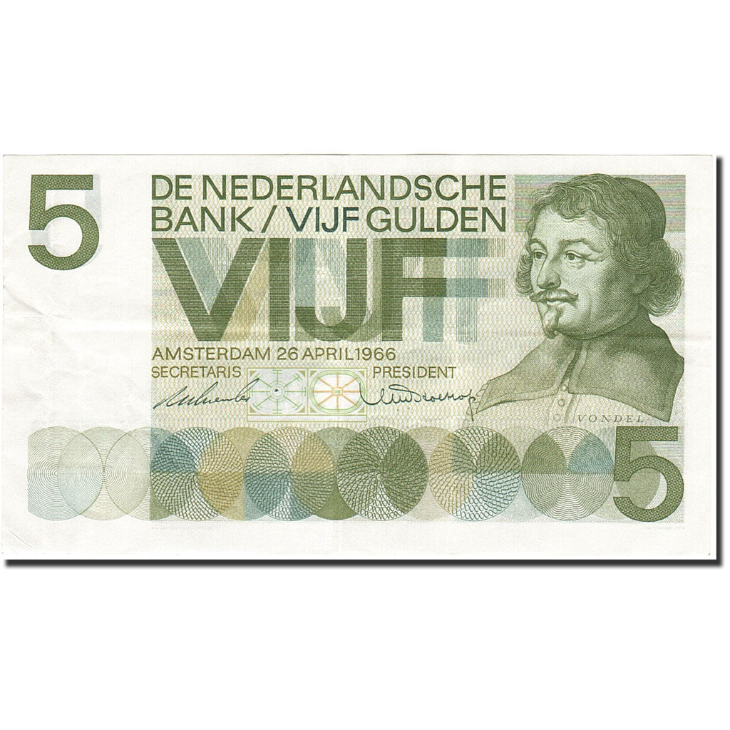 Banknote, Netherlands, 5 Gulden, 1966-1972, 1966-04-26, KM:90a, UNC(60-62)