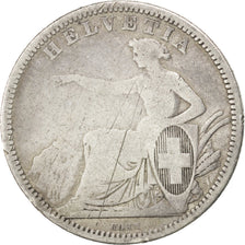 SWITZERLAND, Franc, 1861, Bern, KM #9a, AU(50-53), Silver, 4.71