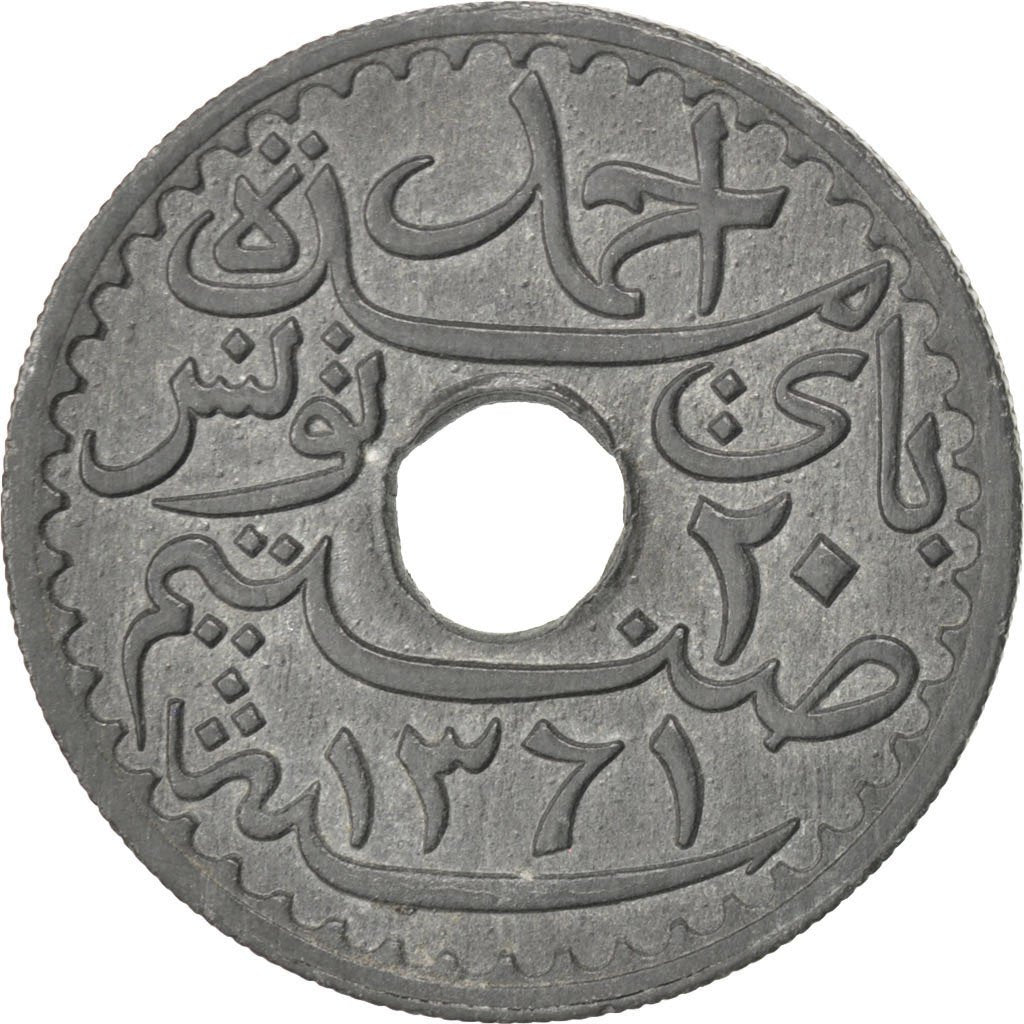 TUNISIA, 20 Centimes, 1942, Paris, KM #268, AU(55-58), Zinc, 3.55