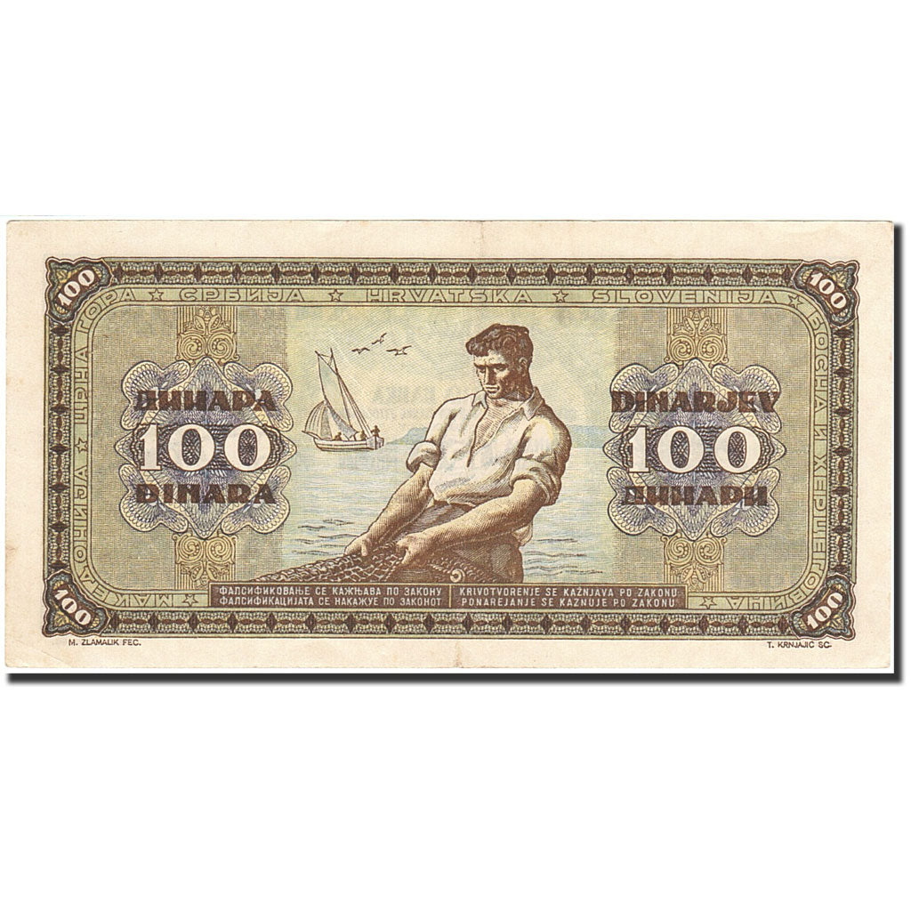Banknote, Yugoslavia, 100 Dinara, 1946, 1946-05-01, KM:65a, AU(55-58)