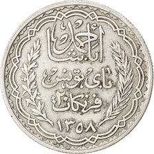 TUNISIA, 20 Francs, 1939, Paris, KM #266, AU(50-53), Silver, 35, 19.86