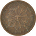 URUGUAY, 4 Centesimos, 1869, Uruguay Mint, KM #13, AU(50-53), Bronze, 20.18