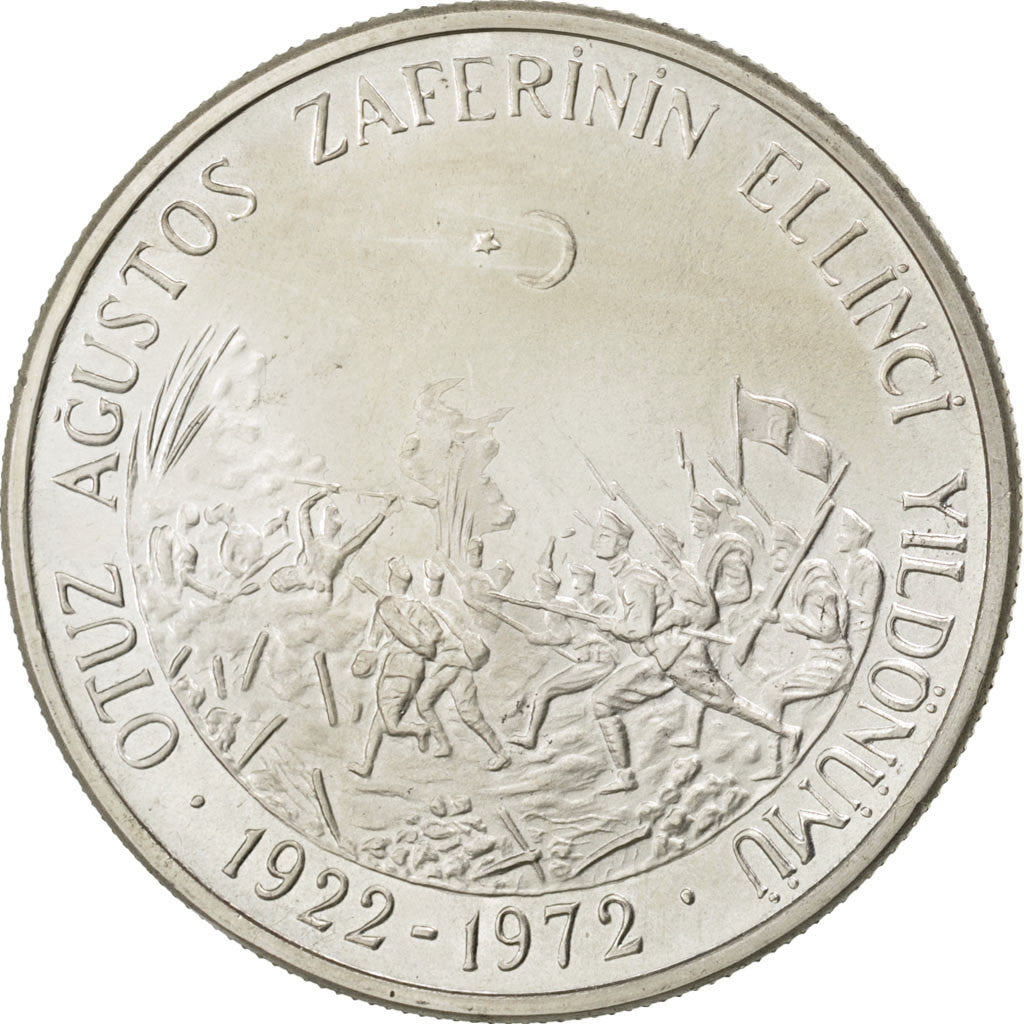 TURKEY, 50 Lira, 1972, KM #901, MS(63), Silver, 34, 19.85