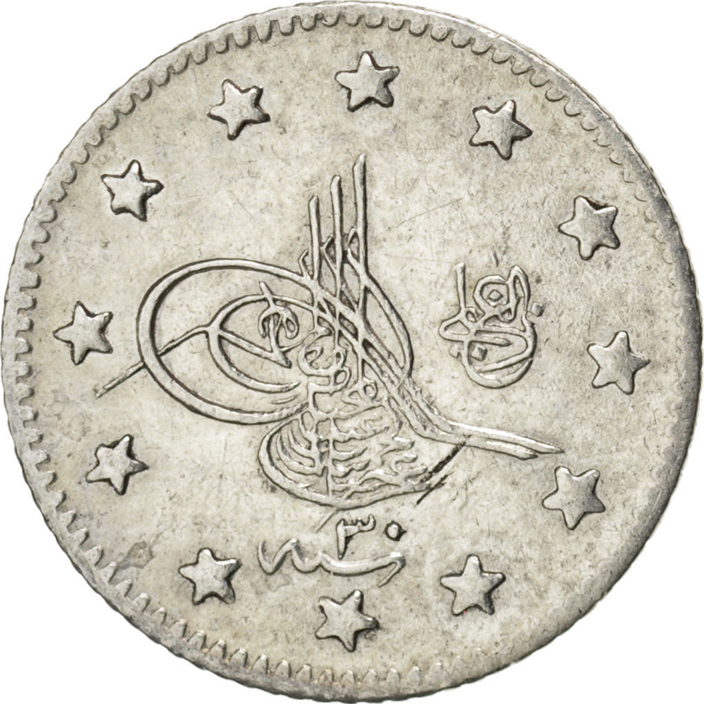 Coin, Turkey, Abdul Hamid II, Kurush, 1904, Qustantiniyah, AU(55-58), Silver