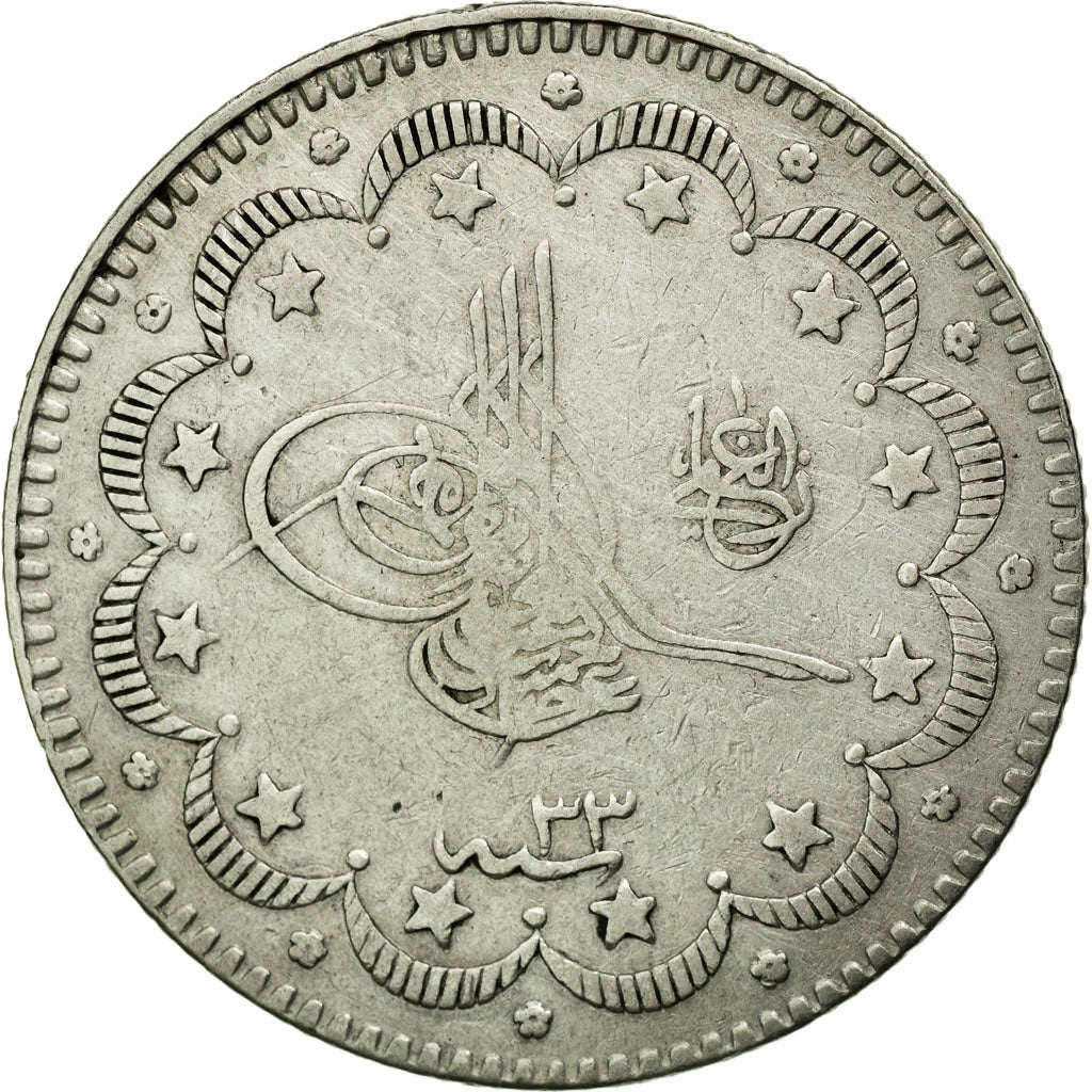 Coin, Turkey, Abdul Hamid II, 10 Kurush, 1907, EF(40-45), Silver, KM:738