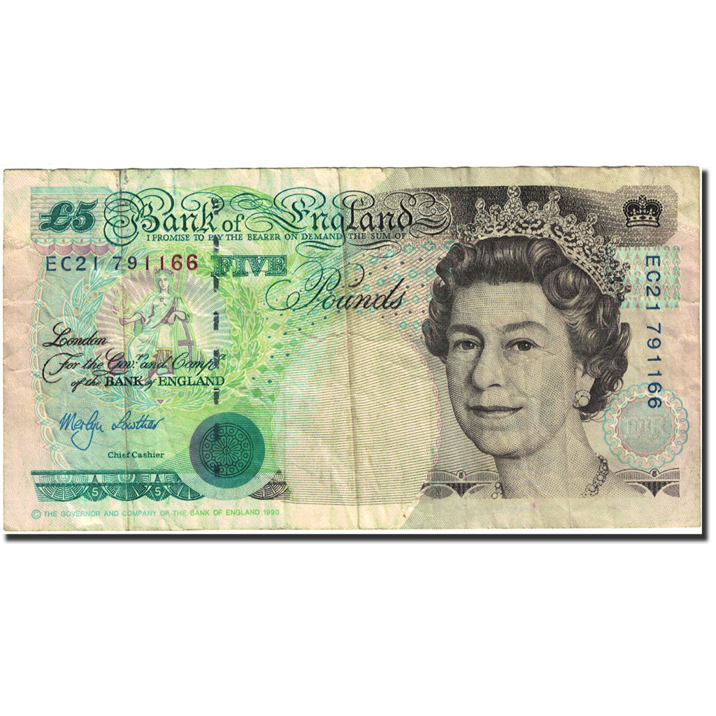 Banknote, Great Britain, 5 Pounds, 1990-1992, 1999-2002, KM:382c, VF(20-25)