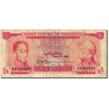Banknot, Venezuela, 5 Bolivares, 1968-1971, 1974-01-29, KM:50h, VF(20-25)