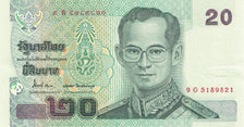 Billete, 20 Baht, 2002, Tailandia, 2003, KM:109, SC