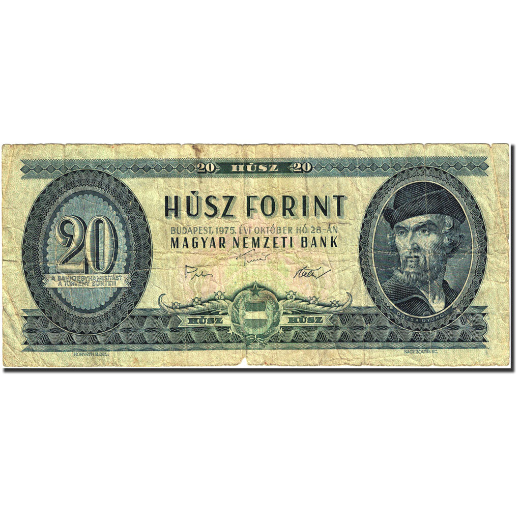 Banknote, Hungary, 20 Forint, 1957-1983, 1975-10-28, KM:169f, VG(8-10)