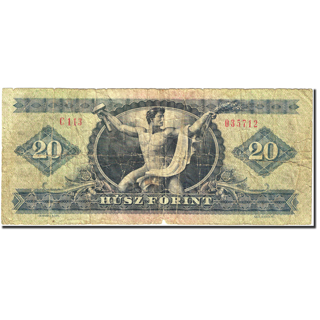 Banknote, Hungary, 20 Forint, 1957-1983, 1975-10-28, KM:169f, VG(8-10)