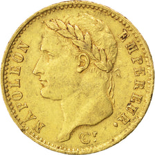 FRANCE, Napoléon I, 20 Francs, 1808, Paris, KM #687.1, AU(50-53), Gold, 6.45