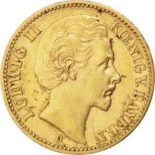 Coin, German States, BAVARIA, Ludwig II, 20 Mark, 1872, Munich, AU(50-53), Gold