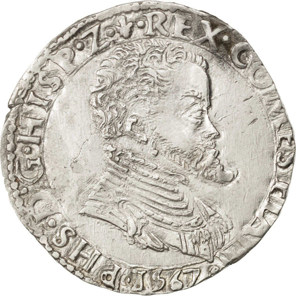 Belgium, 1/5 Ecu, 1567, Bruges, AU(55-58), Silver, 6.82