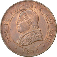 ITALIAN STATES, 4 Soldi, 20 Centesimi, 1868, Roma, KM #1374, AU(55-58), Copper,.