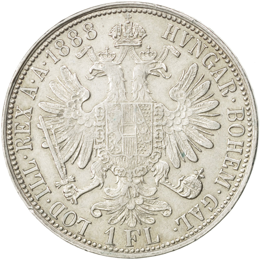AUSTRIA, Florin, 1888, KM #2222, AU(55-58), Silver, 29.2, 12.28
