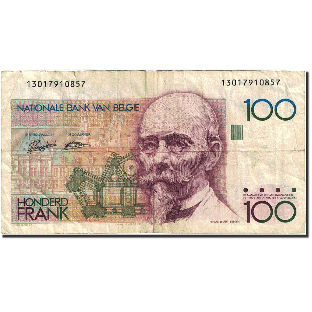 Banknote, Belgium, 100 Francs, 1981-1982, Undated (1982-1994), KM:142a, VG(8-10)