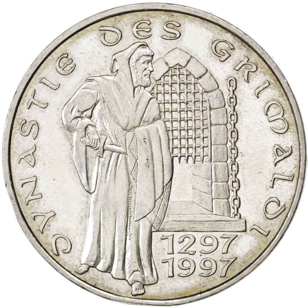 Monaco, 100 Francs, 1997, KM #176, AU(55-58), Silver, 15.10