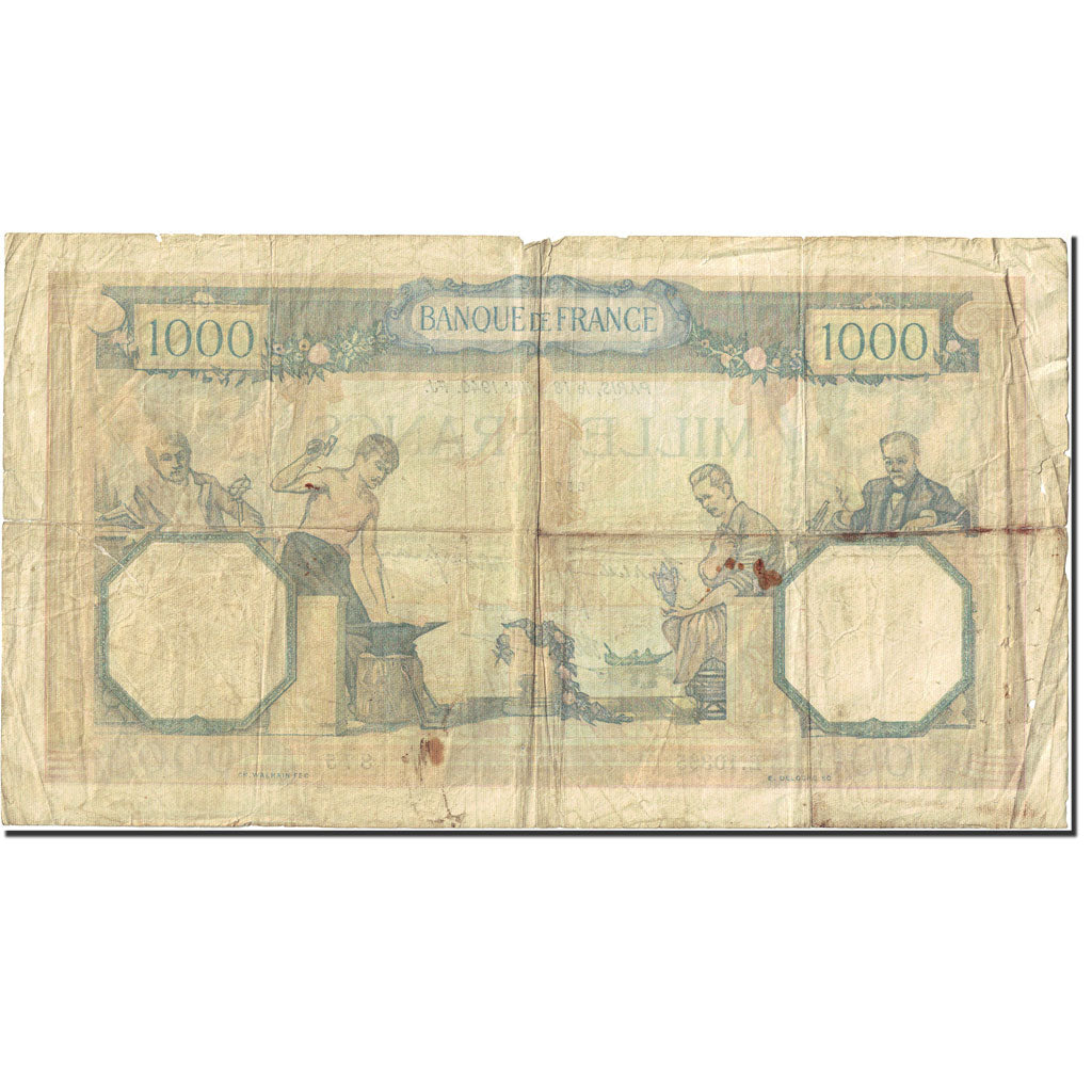 France, 1000 Francs, 1 000 F 1927-1940 ''Cérès et Mercure'', 1937-1939