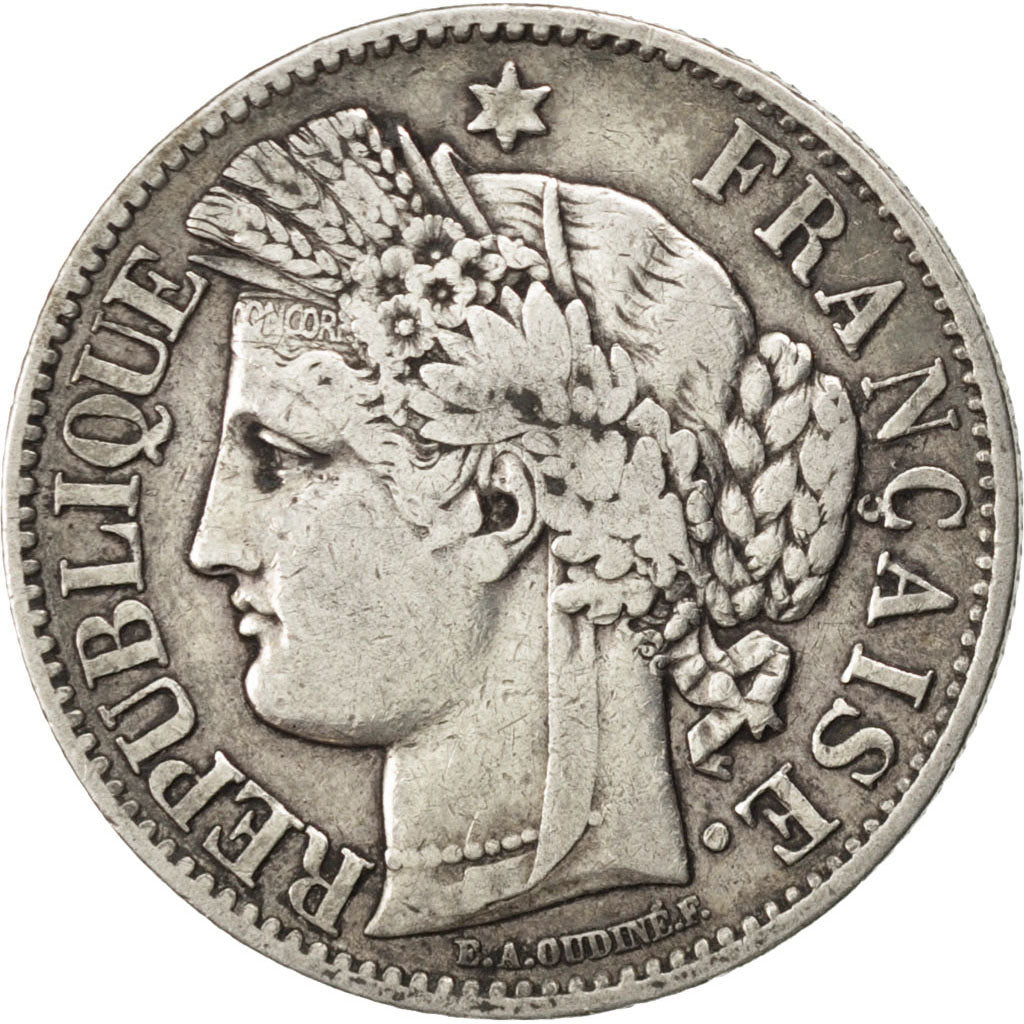 FRANCE, Cérès, 2 Francs, 1849, Paris, KM #760.1, VF(30-35), Silver, 9.77