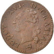 Moneda, Francia, Louis XVI, Liard, Liard, 1791, Rouen, MBC, Cobre, KM:585.3
