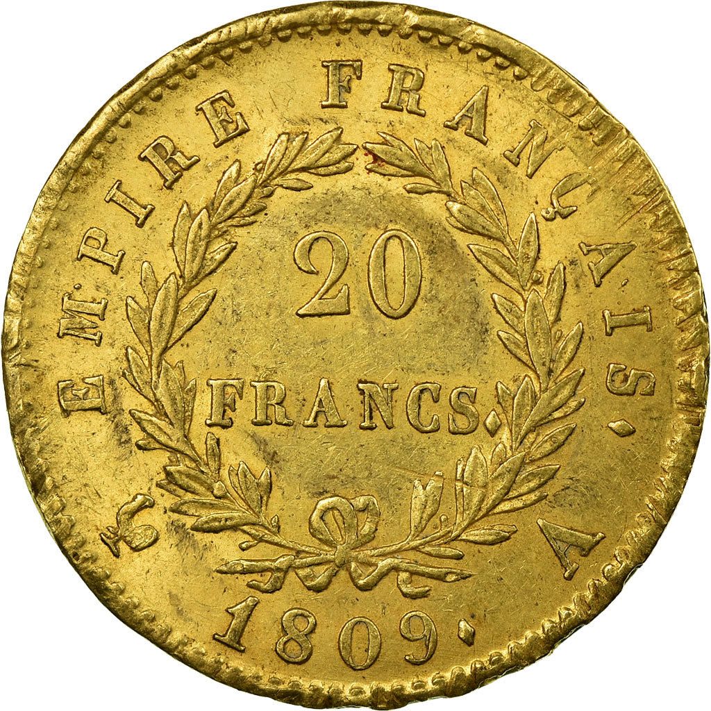 Monnaie, France, Napoléon I, 20 Francs, 1809, Paris, TTB+, Or, KM:695.1