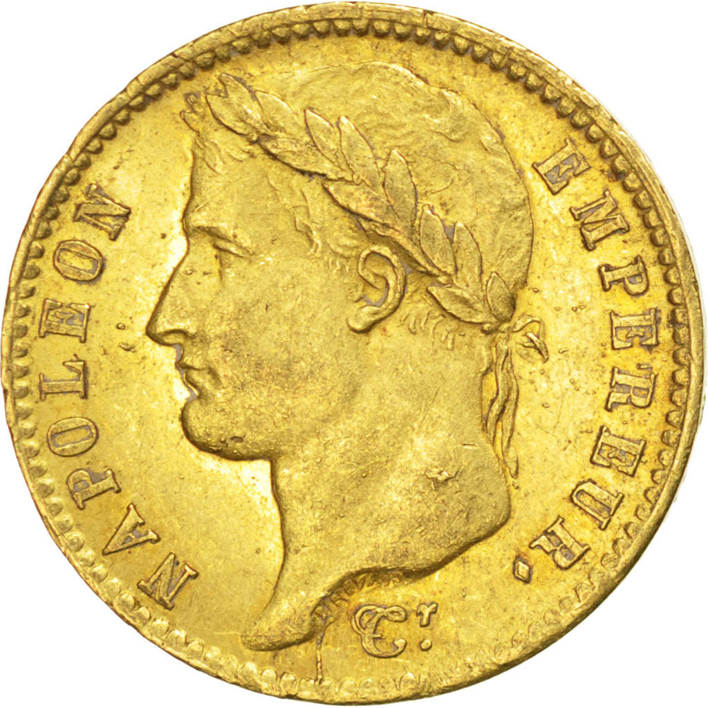 FRANCE, Napoléon I, 20 Francs, 1812, Paris, KM #695.1, AU(55-58), Gold, Gadoury 