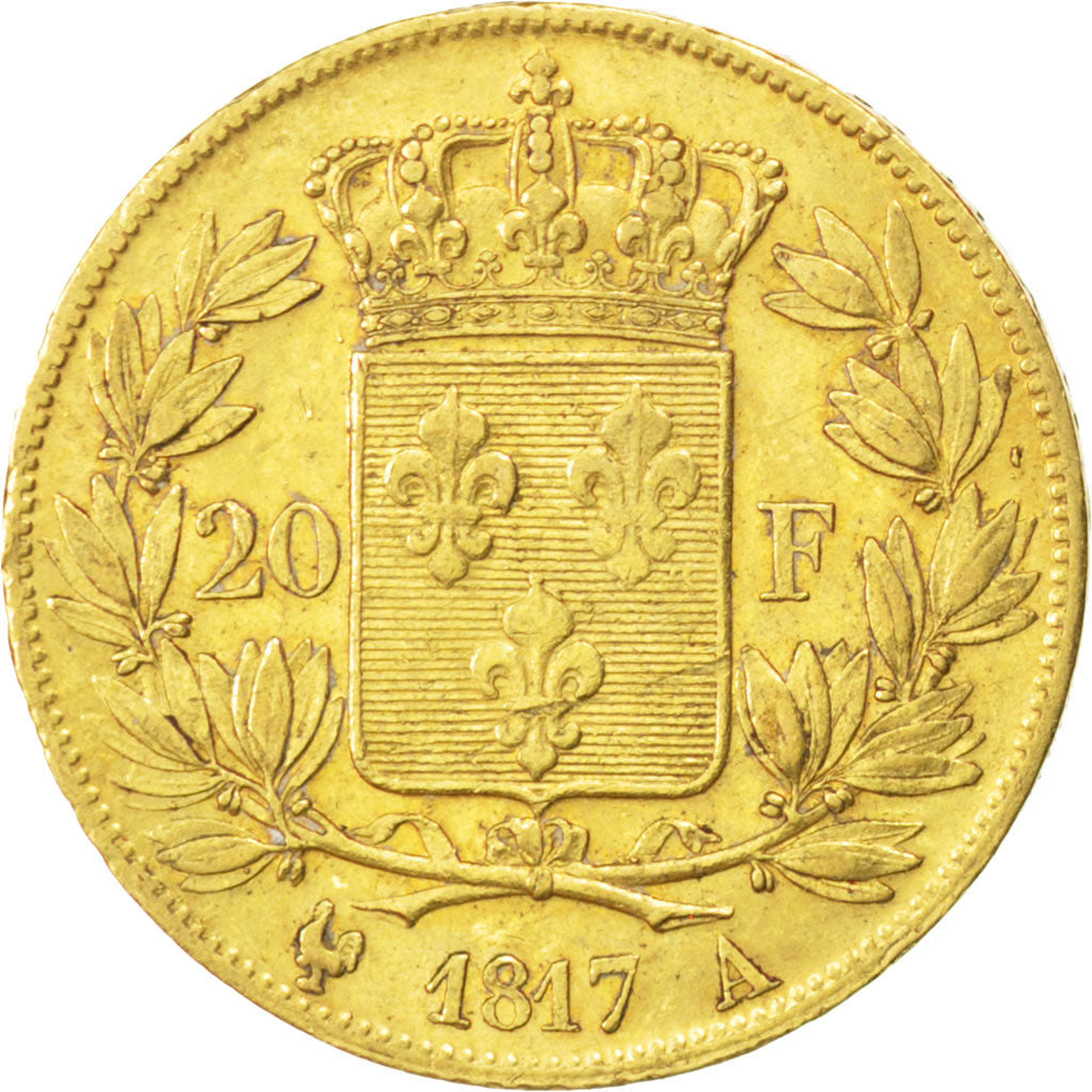 FRANCE, 20 Francs, 1817, Paris, KM #712.1, EF(40-45), Gold, Gadoury #1028, 6.43