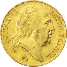 FRANCE, Louis XVIII, 20 Francs, 1818, Lille, KM #712.9, EF(40-45), Gold,...