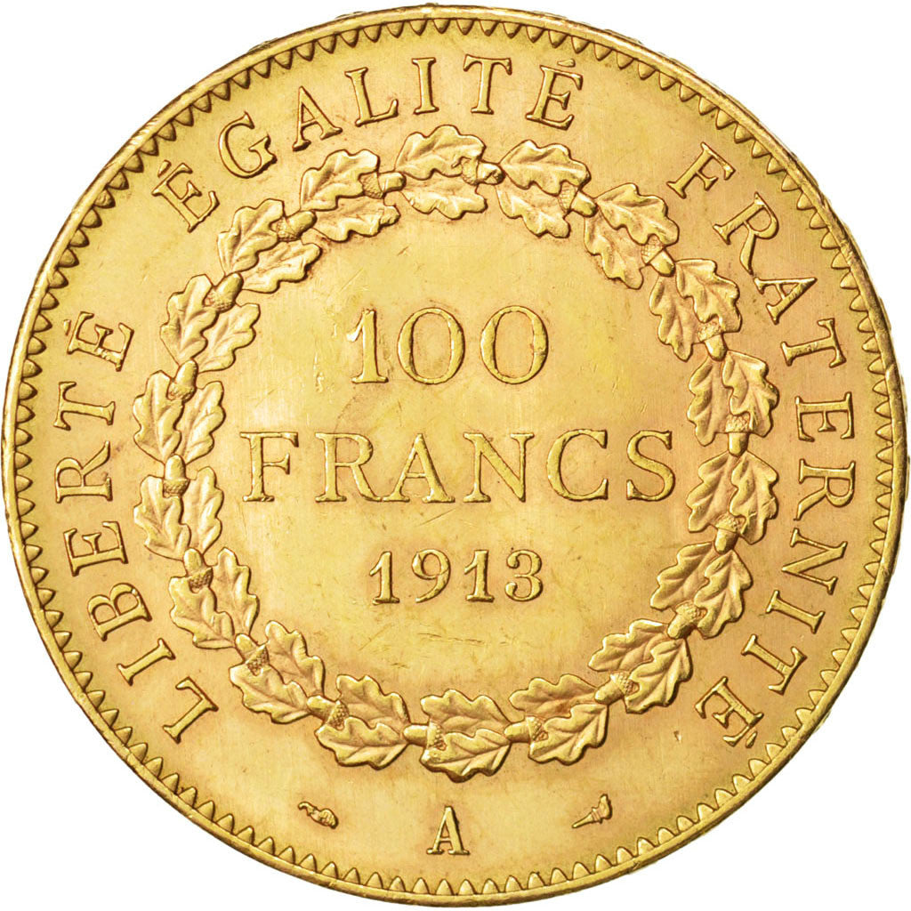 FRANCE, 100 Francs, 1913, Paris, KM #858, AU(50-53), Gold, Gadoury #1137a, 32.28