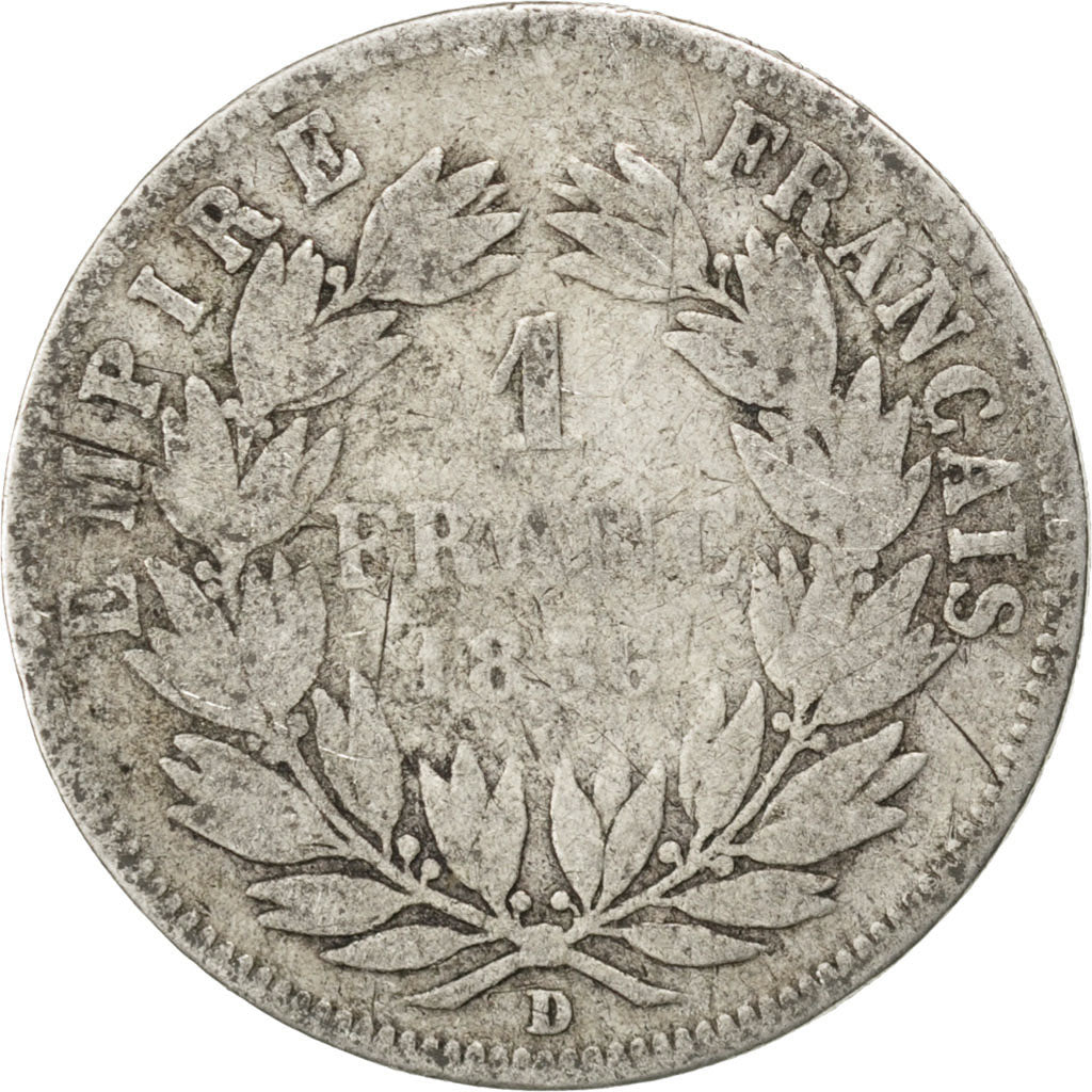 FRANCE, 1 Franc, 1856, Lyons, KM #779.3, VG(8-10), Silver, Gadoury #460, 4.65