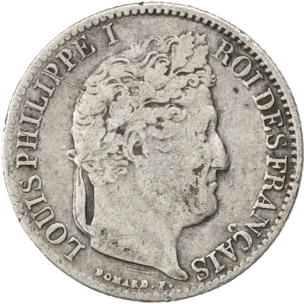 FRANCE, Louis-Philippe, 1/2 Franc, 1844, Paris, KM #741.1, VF(20-25), Silver,...