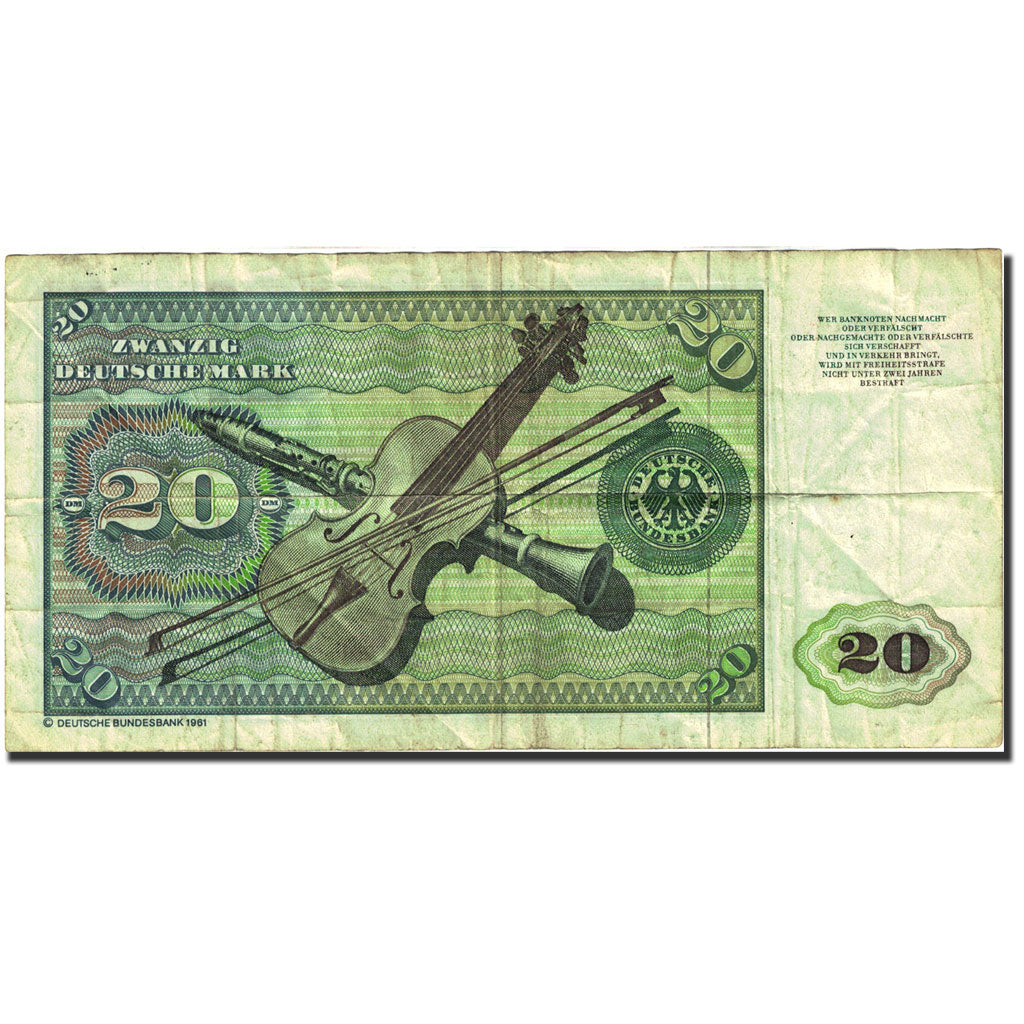 Banknote, GERMANY - FEDERAL REPUBLIC, 20 Deutsche Mark, 1970-1980, 1980-01-02