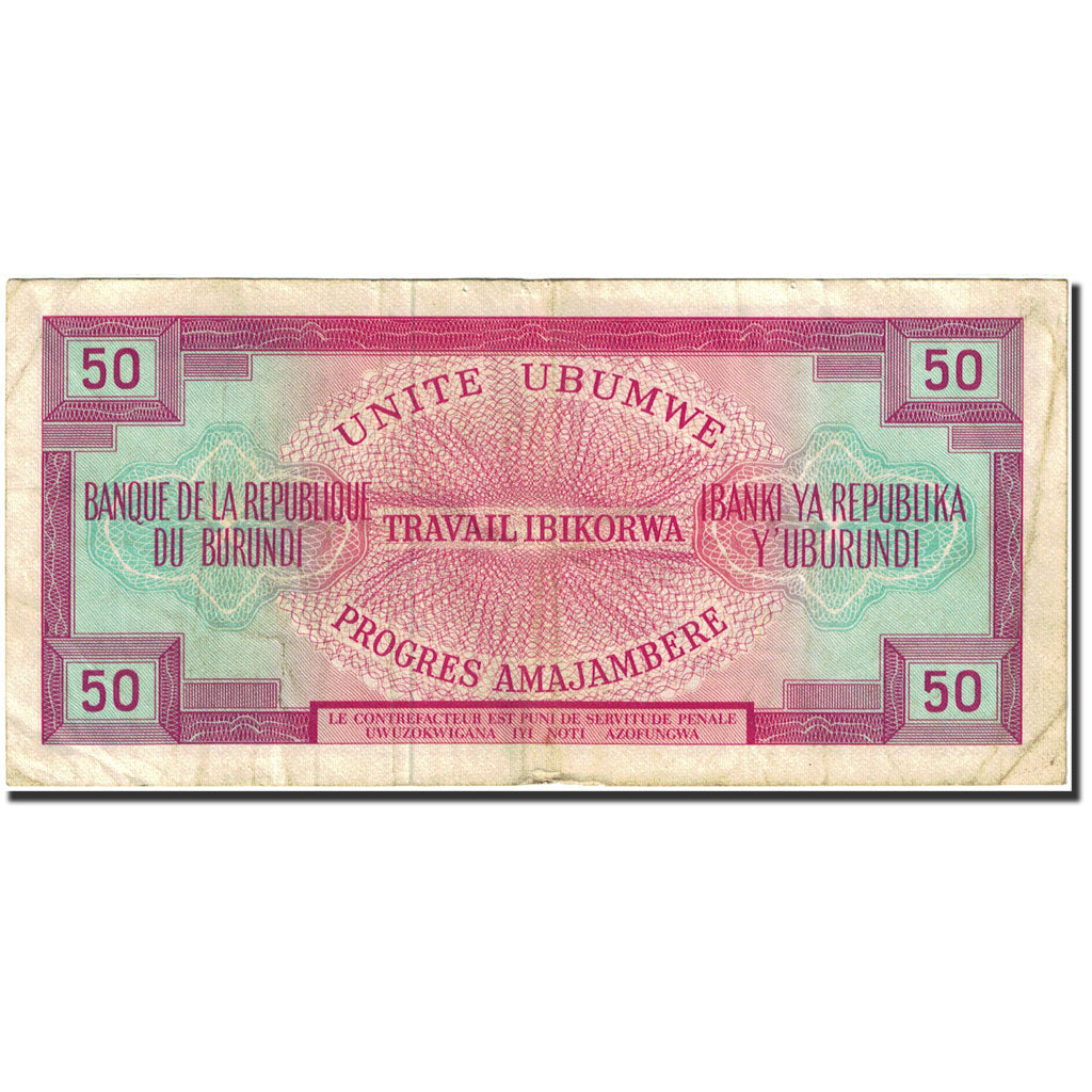 Geldschein, Burundi, 50 Francs, 1968-1975, 1968-10-01, KM:22a, SS