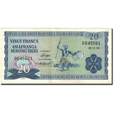 Banknote, Burundi, 20 Francs, 1968-1975, 1968-11-01, KM:21a, AU(55-58)