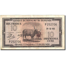 Billet, Burundi, 10 Francs, 1964-1965, 1965-12-31, KM:9, TTB