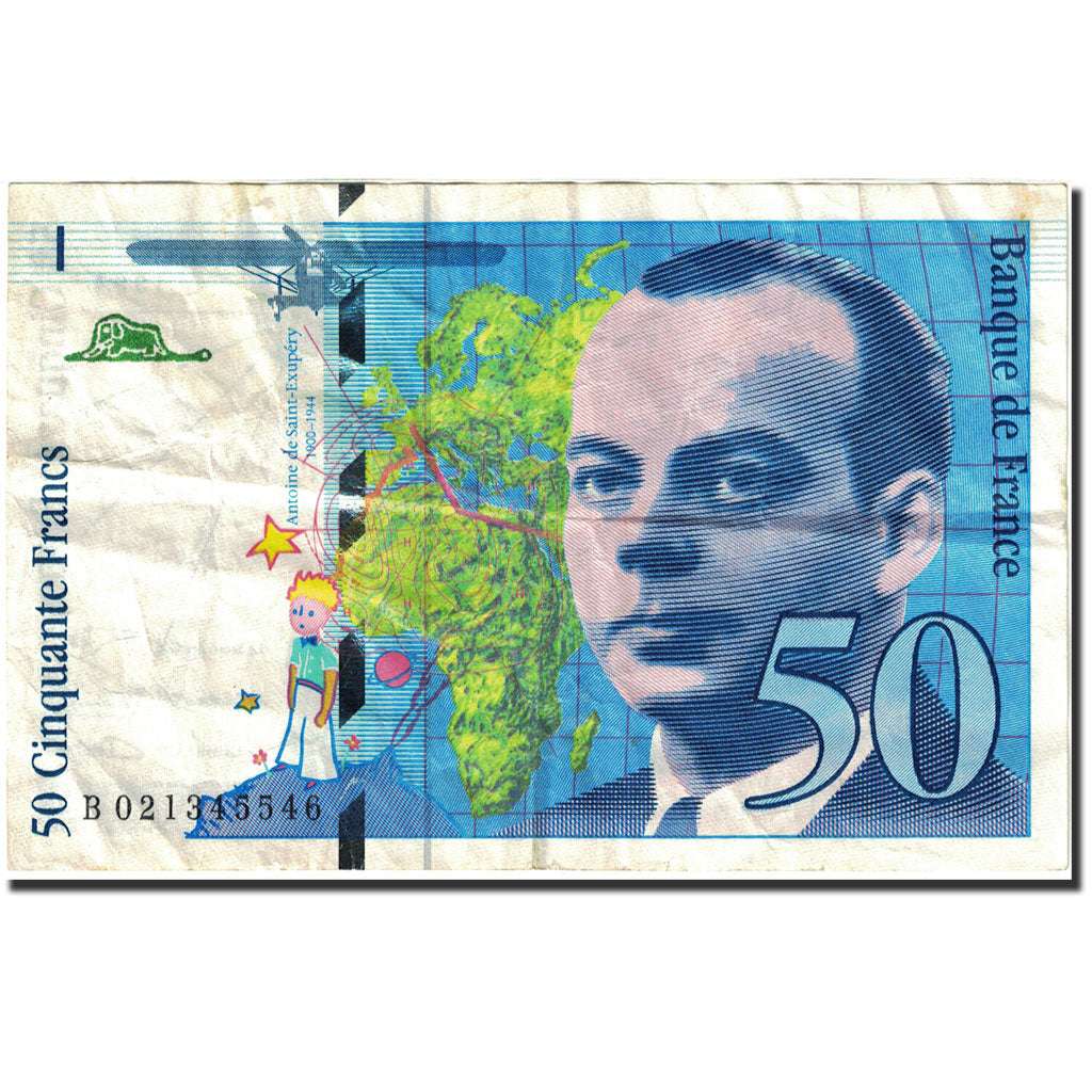 France, 50 Francs, 50 F 1992-1999 ''St Exupéry'', 1992, 1994, VF(30-35)
