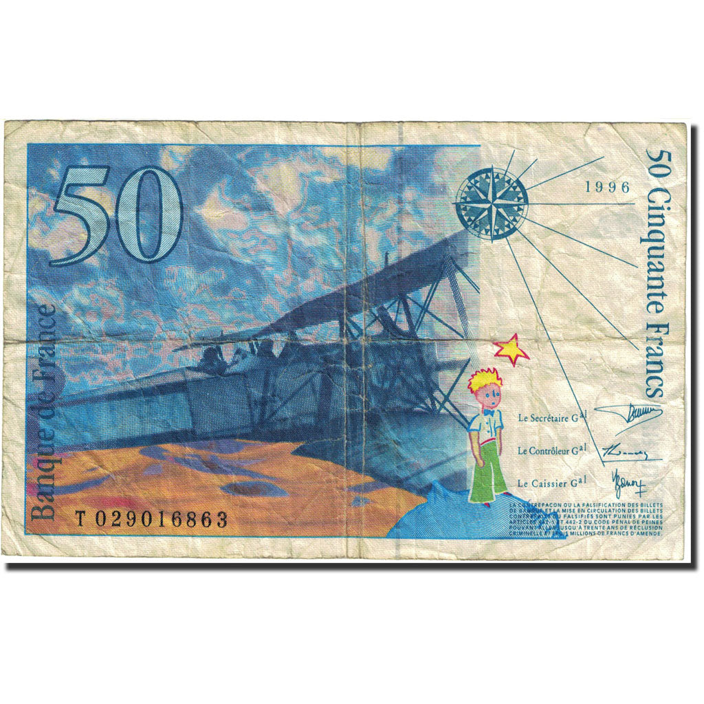 France, 50 Francs, 50 F 1992-1999 ''St Exupéry'', 1992, 1996, F(12-15)