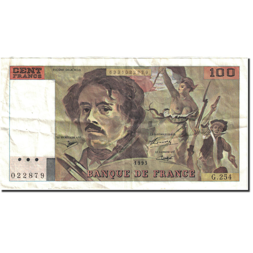 France, 100 Francs, 100 F 1978-1995 ''Delacroix'', 1978, 1993, EF(40-45)