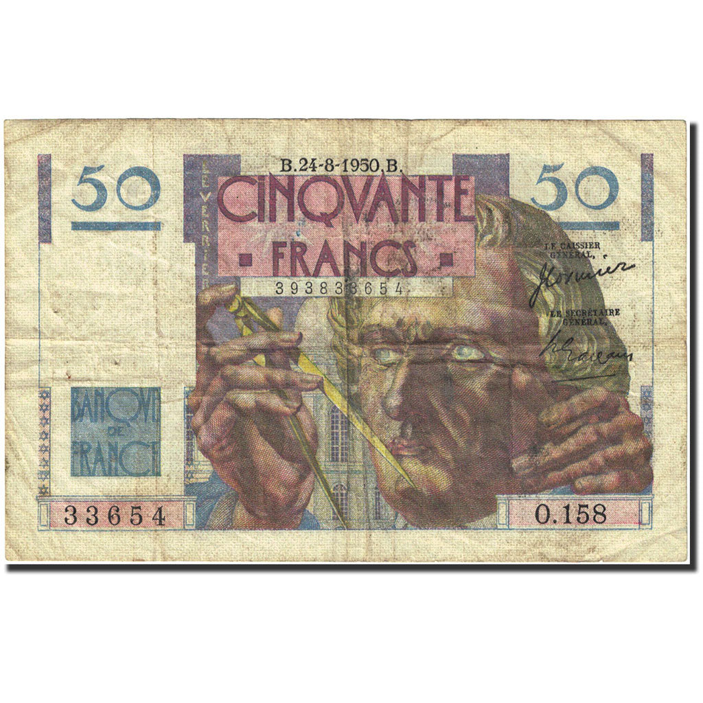 Francia, 50 Francs, 50 F 1946-1951 ''Le Verrier'', 1946, 1950-08-24, BB