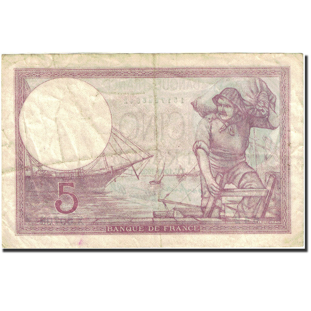 France, 5 Francs, 5 F 1917-1940 ''Violet'', 1917, 1939-08-10, EF(40-45)